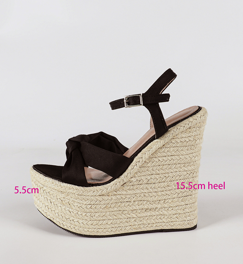Espadrille Wedge Shoes - LIHUAMAO รองเท้าส้นสูง 15.5 ซม. สำหรับผู้หญิง รองเท้าส้นเตารีดแบบมีสายรัดข้อเท้า