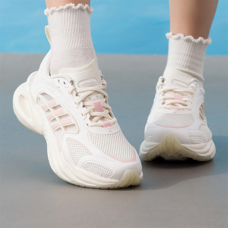 Women'S Shoes Pink Adidas - อาดิดาส ออฟ ไวท์สีชมพูคัมบรีซ ชังกี้รองเท้าแพลตฟอร์มตาข่ายระบายอากาศได้ดีฮอลโลว์คุชชั่นรองเท้าผ้าใบลำลองผู้หญิง KH9330