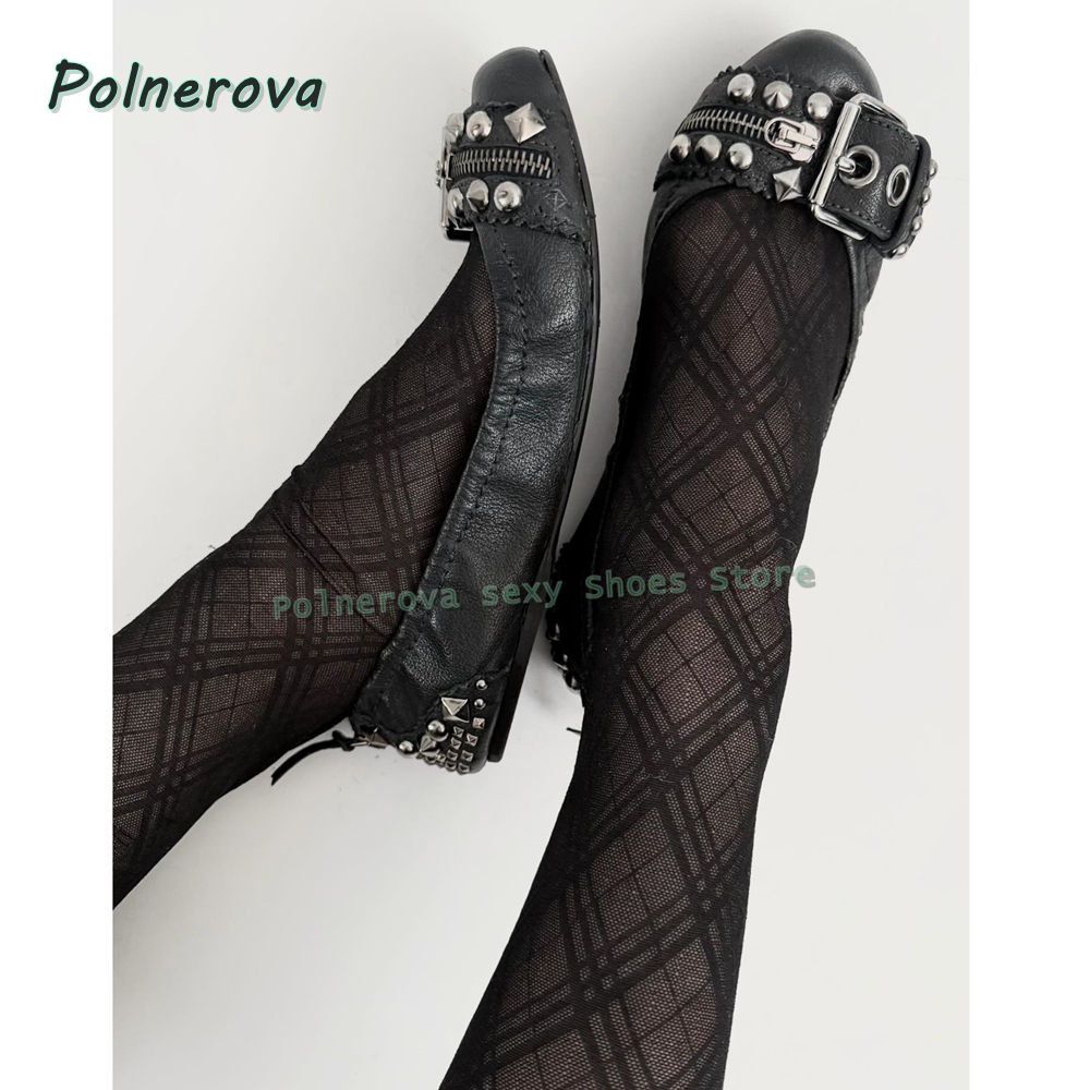 Women Shoes Size Chart - รองเท้าส้นเตี้ยแบบมีซิปประดับตกแต่ง รุ่น Mary Jane หัวแหลม พร้อมหัวเข็มขัดแบบ