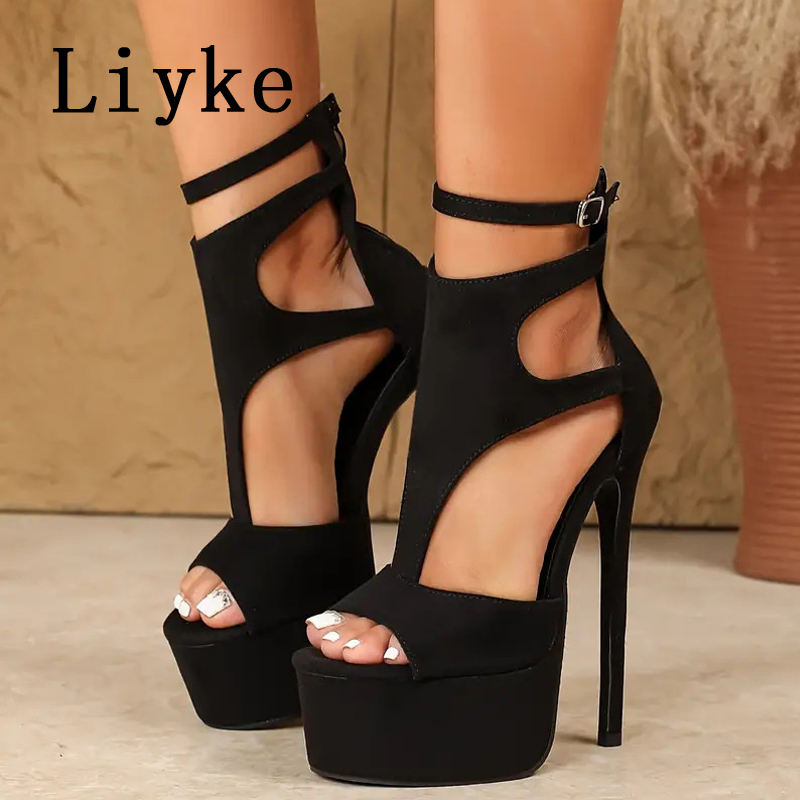 Leopard Print Heels - รองเท้าส้นสูงแบบแพลตฟอร์ม รุ่น Liyke สำหรับผู้หญิง ดีไซน์เซ็กซี่ สายรัดแบบซิปและหัวเข็มขัด
