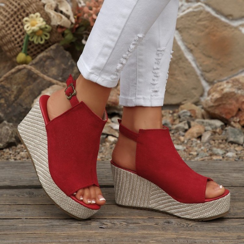 รองเท้าแตะผู้หญิงฤดูร้อนแบบสวม - Espadrille Wedge Shoes บทวิจารณ์และราคา