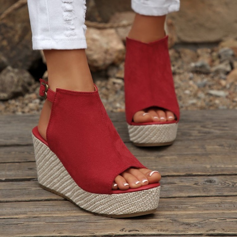 รองเท้าแตะผู้หญิงฤดูร้อนแบบสวม - Espadrille Wedge Shoes บทวิจารณ์และราคา