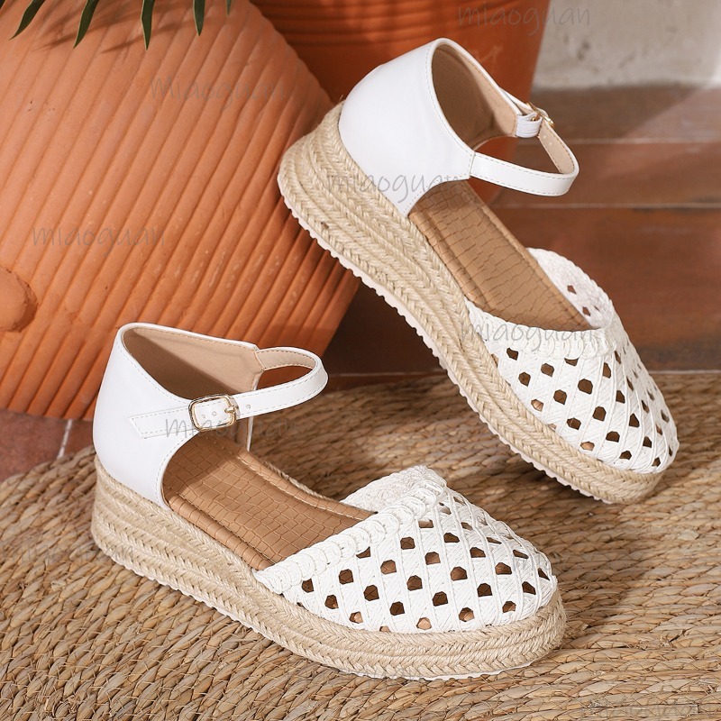 รองเท้าส้นเตารีดแบบสานสำหรับผู - Espadrille Wedge Shoes บทวิจารณ์และราคา