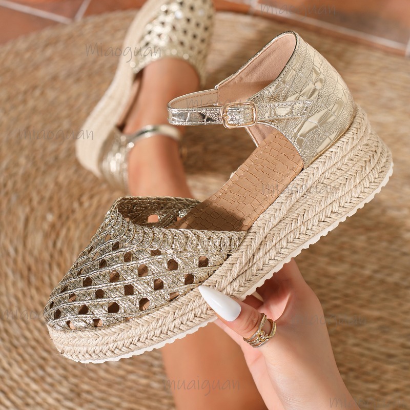 รองเท้าส้นเตารีดแบบสานสำหรับผู - Espadrille Wedge Shoes บทวิจารณ์และราคา