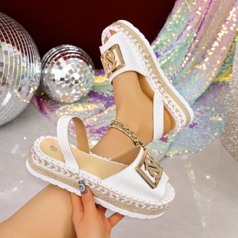 รองเท้าส้นเตารีดแบบสวมสำหรับผู - Espadrille Wedge Shoes บทวิจารณ์และราคา