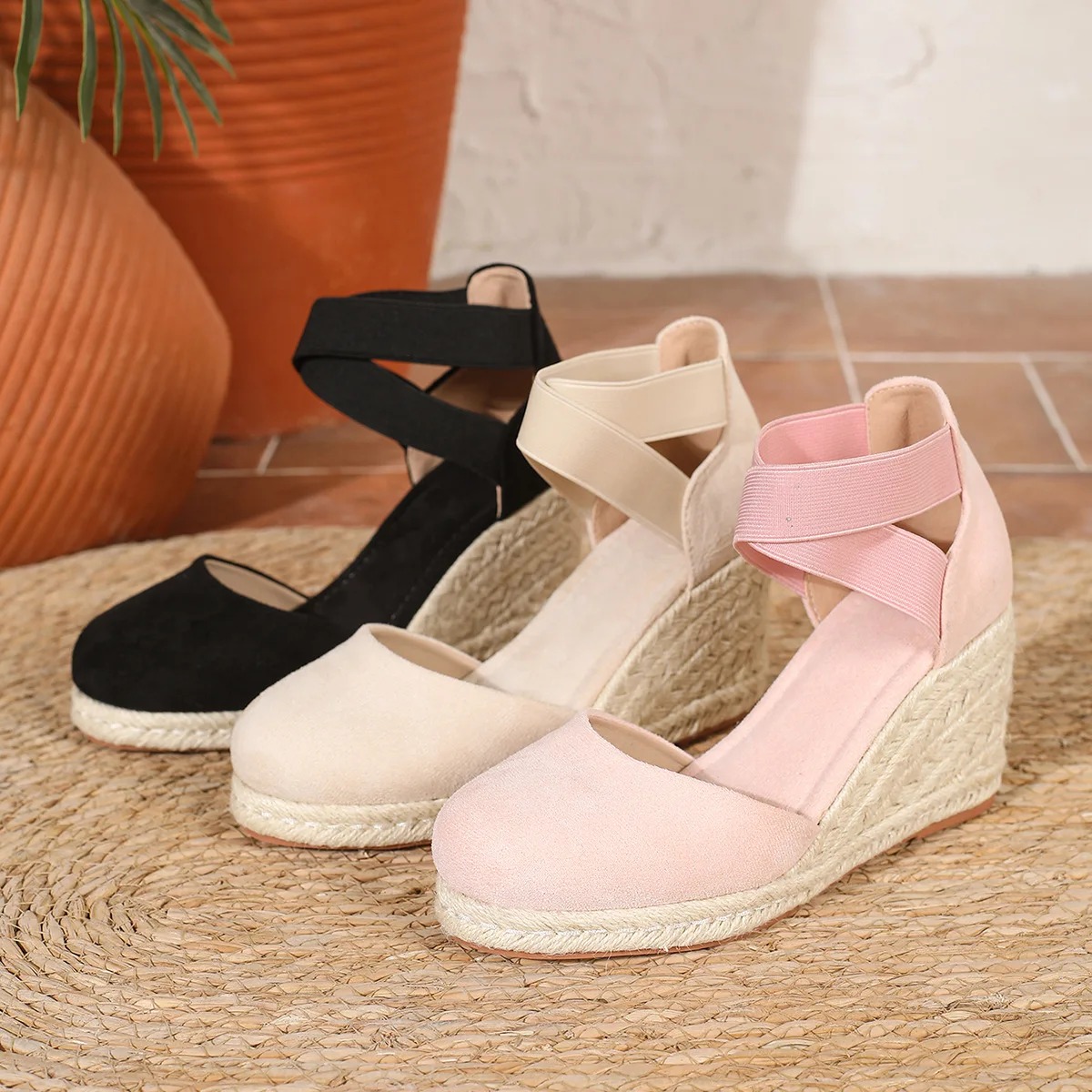 รองเท้าส้นเตารีดแบบสวมสำหรับผู - Espadrille Wedge Shoes บทวิจารณ์และราคา