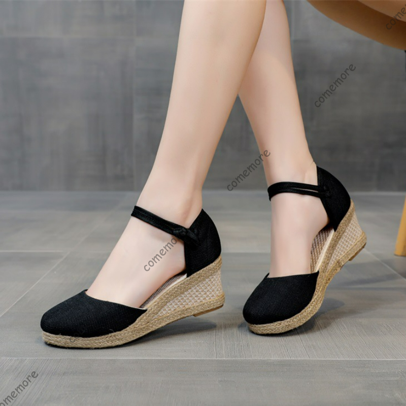 Comemore รองเท้าแตะส้นสูงรองเท - Espadrille Wedge Shoes บทวิจารณ์และราคา