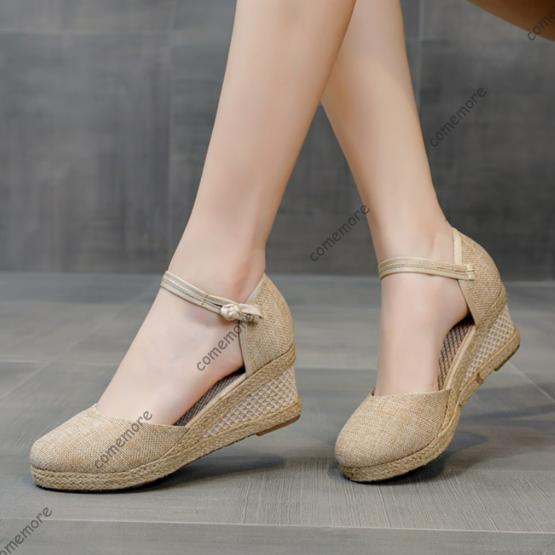 Comemore รองเท้าแตะส้นสูงรองเท - Espadrille Wedge Shoes บทวิจารณ์และราคา