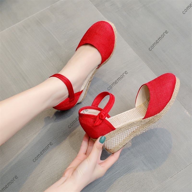 Comemore รองเท้าแตะส้นสูงรองเท - Espadrille Wedge Shoes บทวิจารณ์และราคา