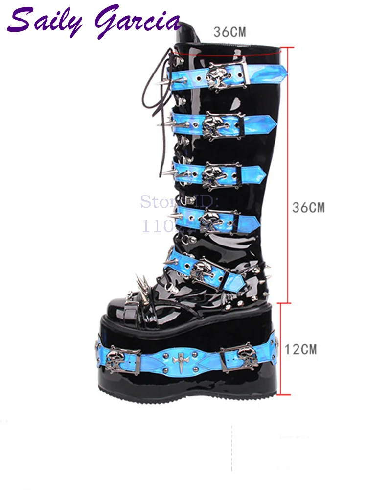 รองเท้าบูทหุ้มเข่าสไตล์พังก์ปร - Women Shoes Size Chart บทวิจารณ์และราคา