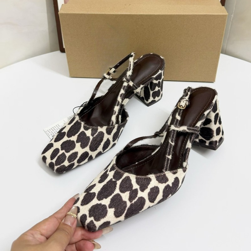 รองเท้าส้นสูงแบบสวมเปิดส้นลายเ - Leopard Print Heels บทวิจารณ์และราคา
