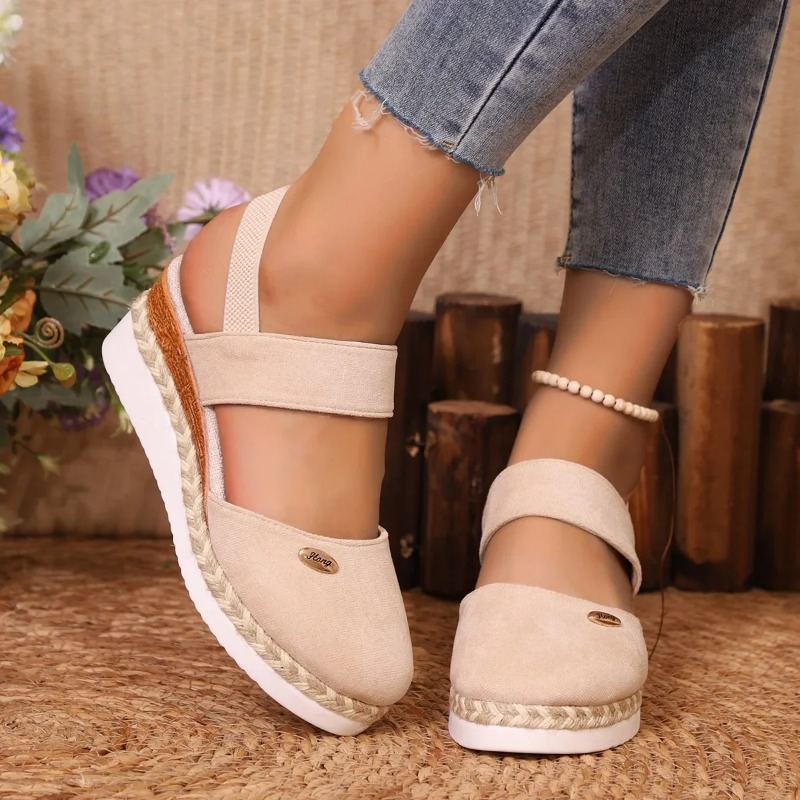 รองเท้าส้นเตารีดแบบปิดนิ้วเท้า - Espadrille Wedge Shoes บทวิจารณ์และราคา