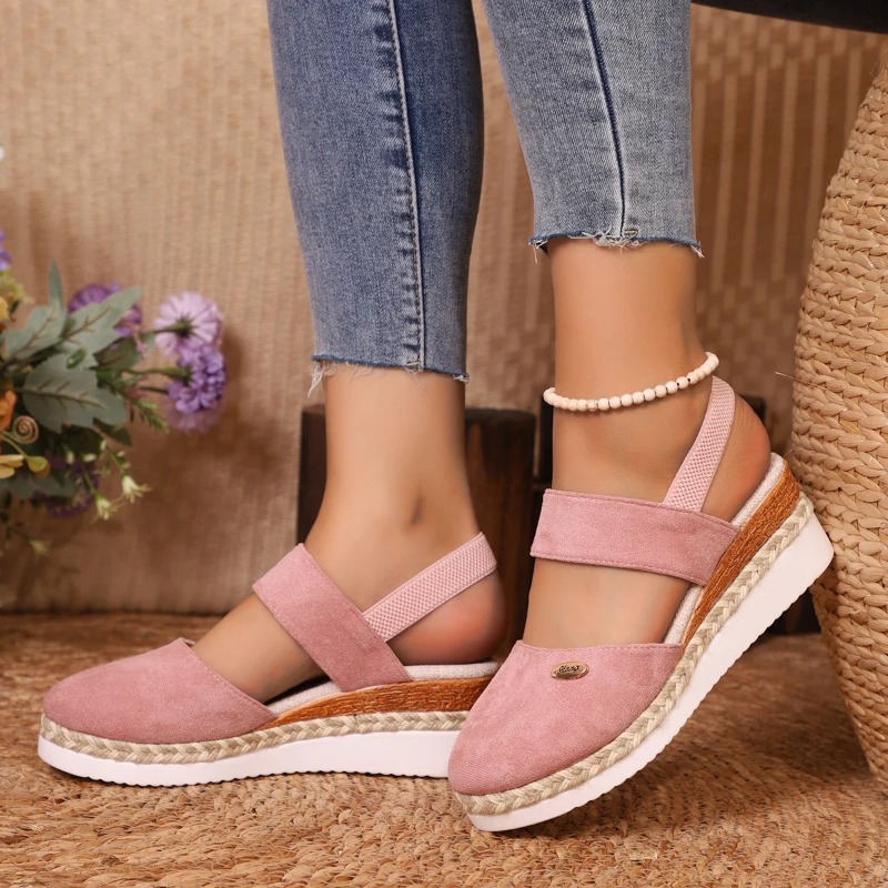 รองเท้าส้นเตารีดแบบปิดนิ้วเท้า - Espadrille Wedge Shoes บทวิจารณ์และราคา