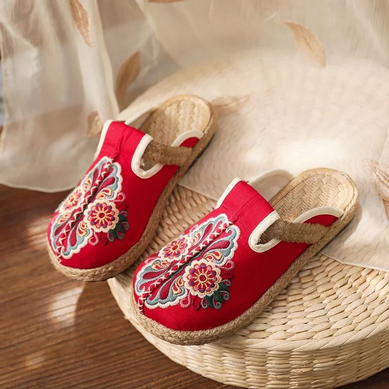 2024รองเท้าแตะส้นแบนปักลายทำจา - Women'S Shoes Vegan บทวิจารณ์และราคา