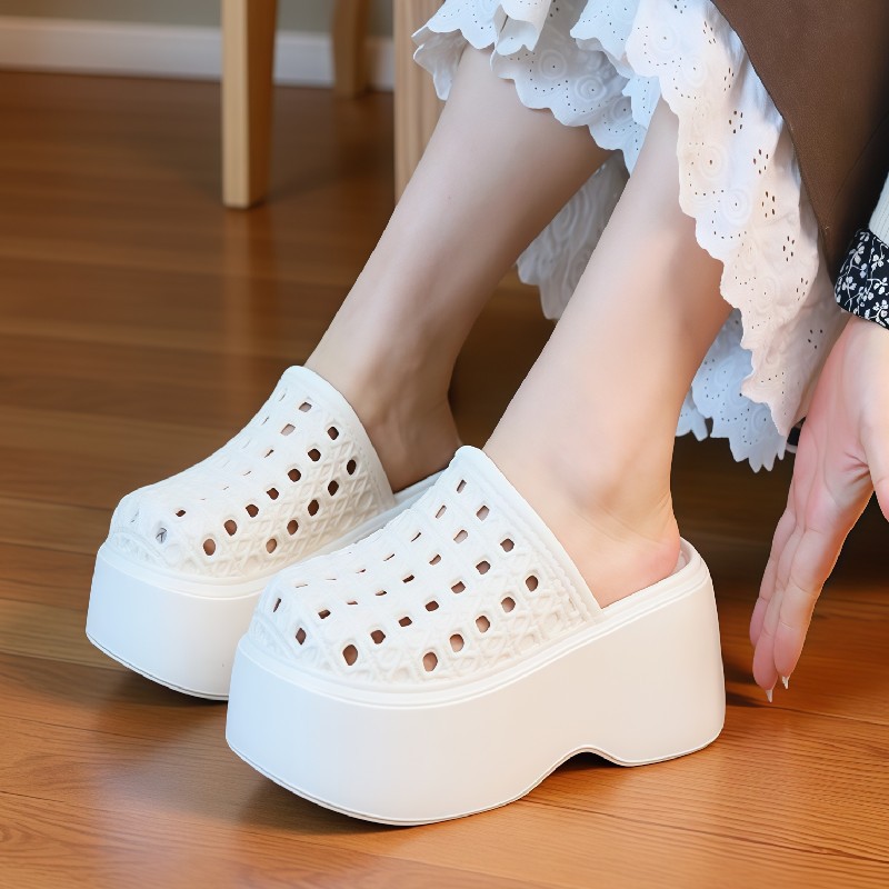 รองเท้าแตะส้นหนา 7 ซม. แบบมีรู - Women Shoes Model บทวิจารณ์และราคา