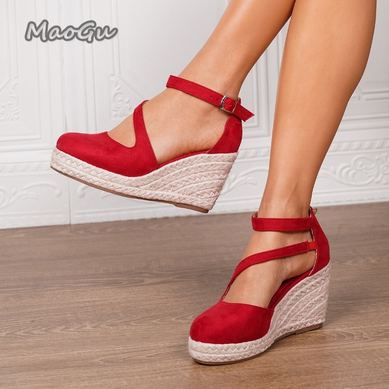 รองเท้าส้นเตารีดแบบสวมสำหรับผู - Espadrille Wedge Shoes บทวิจารณ์และราคา