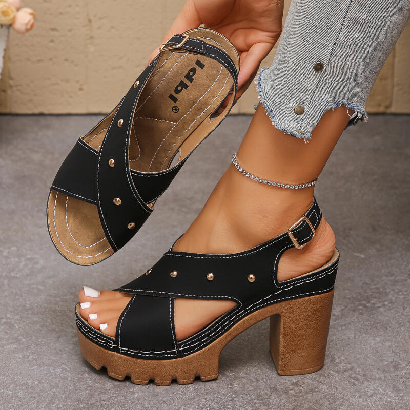 รองเท้าส้นสูงแบบวินเทจ สายไขว้ - Gladiator Sandal Women บทวิจารณ์และราคา
